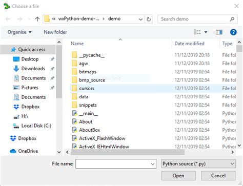wxPython Open File Dialog に対する画像結果