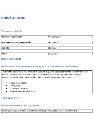 Method Statement Examples UK に対する画像結果