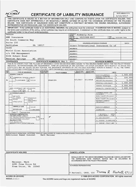 Image result for ACORD 23 Form Fillable
