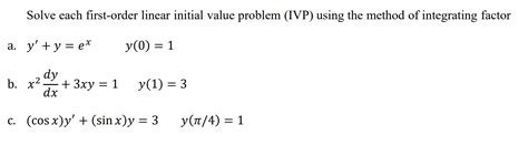 Image result for Solev the Following First Order Initial Value Problem