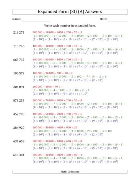 Image result for Expanded Form 6 Digit Numbers Worksheet
