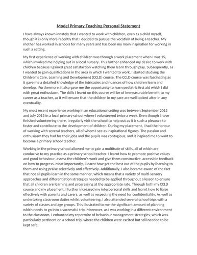 Teaching Assistant Level 2 Personal Statement Example に対する画像結果