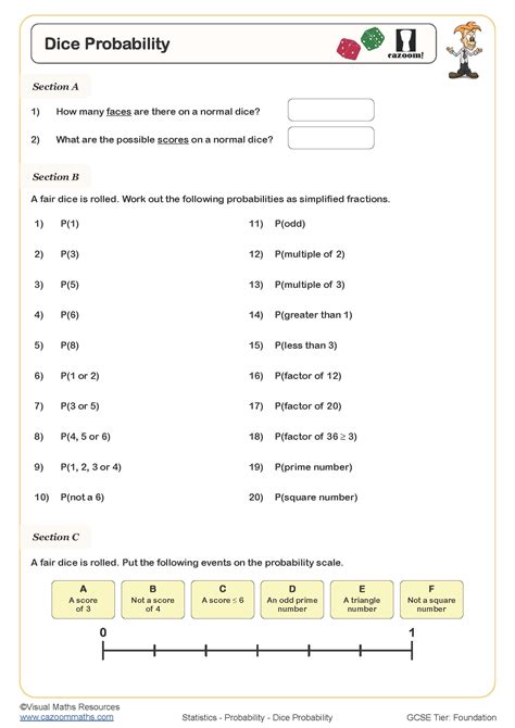 Toradh íomhá ar Data and Probability Game Worksheet