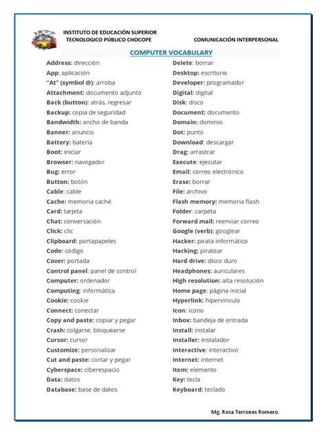 Toradh íomhá ar Computer Vocabulary PDF