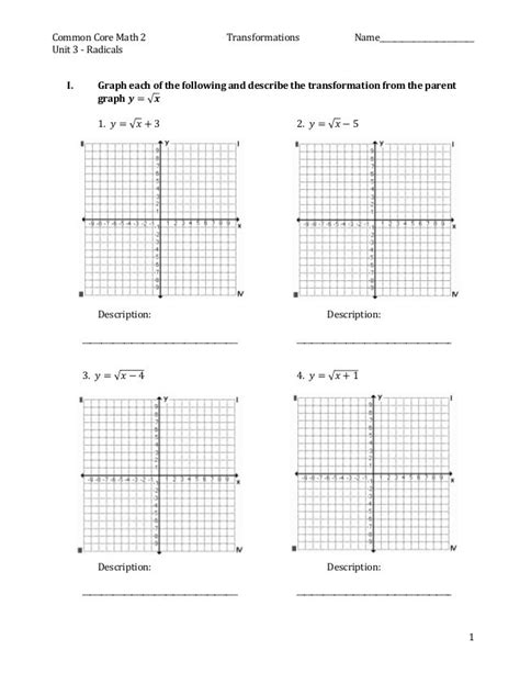 Toradh íomhá ar Graphing Transformation of Fractions Worksheet
