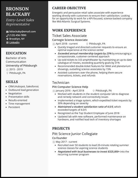 Entry Level Sales Representative Resume Examples に対する画像結果