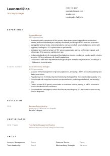 Image result for Commissarry Grogery Manager Resume Examples