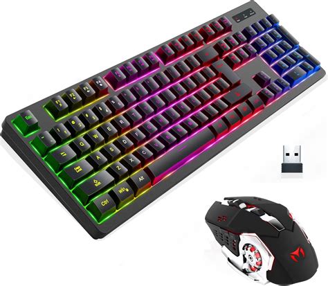 Amazon.com: Wireless RGB Gaming Keyboard and Mouse - Rechargeable RGB ...