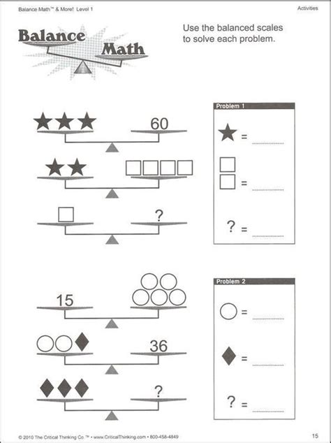 Afbeeldingsresultaten voor Balance Scale Math Worksheets