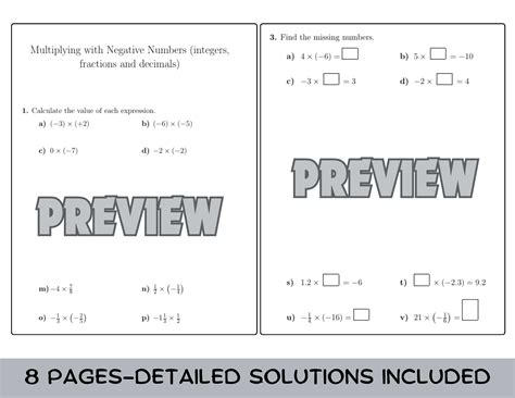 Image result for Multiplying Negative Number Sheet