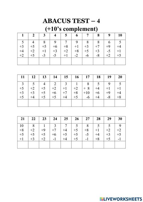 Toradh íomhá ar Abacus Worksheet