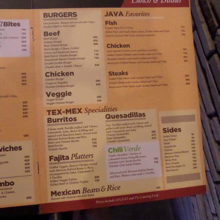 Image result for Java House Coffee Menu