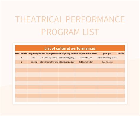 Image result for Example of Program Sheets