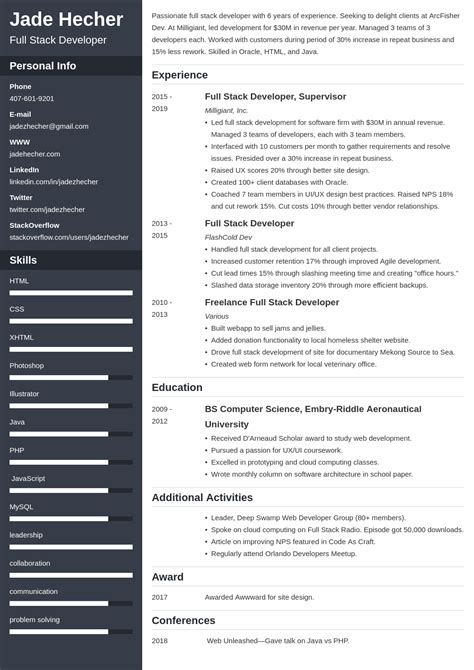 Image result for Full-Stack Developer CV Template