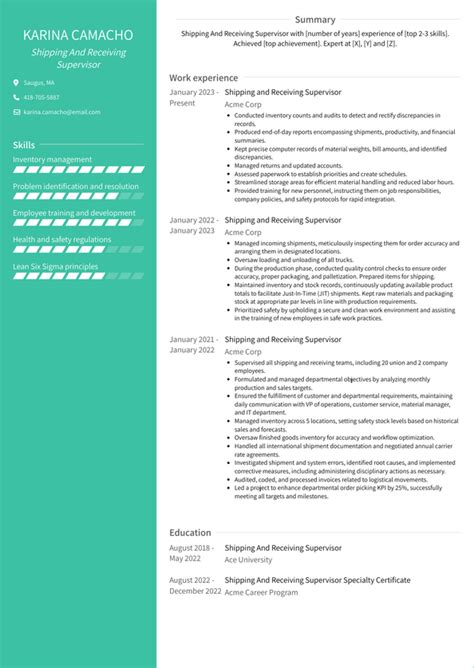 Shipping and Receiving Resume Examples に対する画像結果