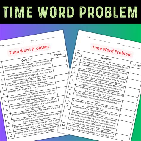 Image result for Free Printable Time Word Problems