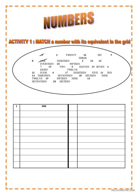 Image result for ESL Numbers Worksheets for Adults