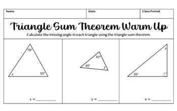 Image result for Triangle Angle Sum Theorem Worksheet