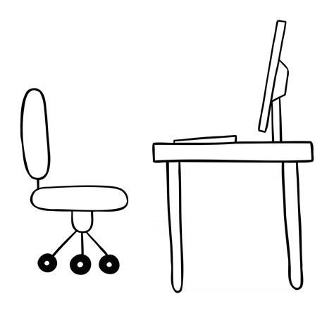 Image result for Drawing Computer Desk Office Chair