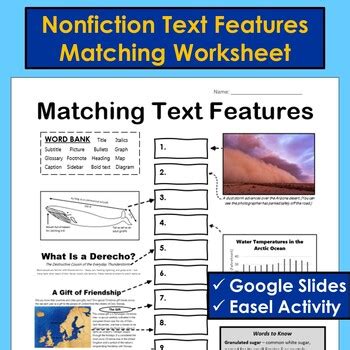 Image result for Identifying Text Features Worksheet
