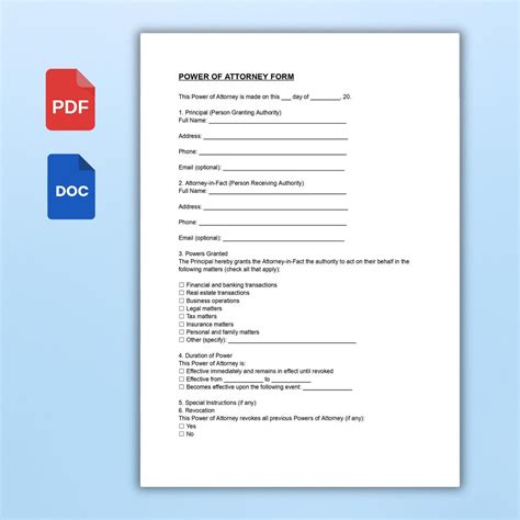Power of Attorney Form Template に対する画像結果