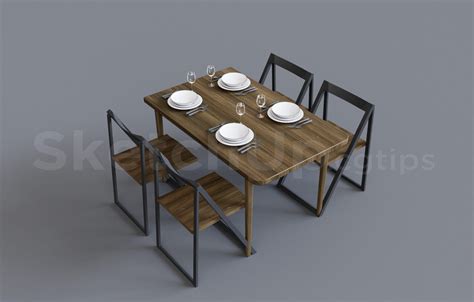 13231. Free Sketchup Dining Table Model Download