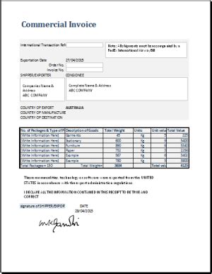 Image result for Commercial Invoice Destination Control Statement Example