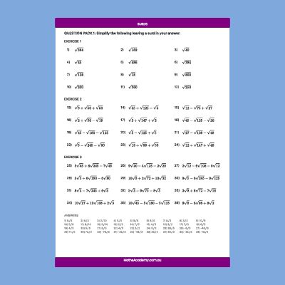 Image result for Simplifying Surds Worksheet