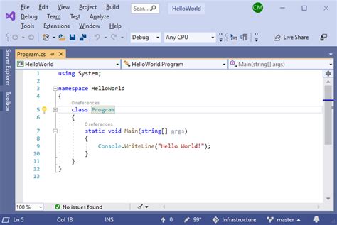 Image result for C# HelloWorld Code