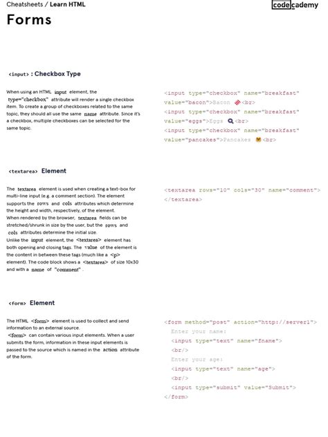 Image result for HTML Tags and Forms PDF