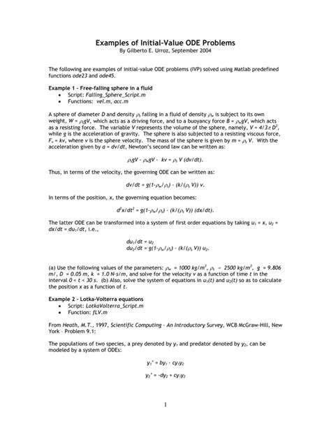 Image result for Ode Initial Value Problem