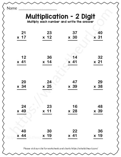 Image result for 4th Grade 2 Digit Multiplication Worksheets with Graph