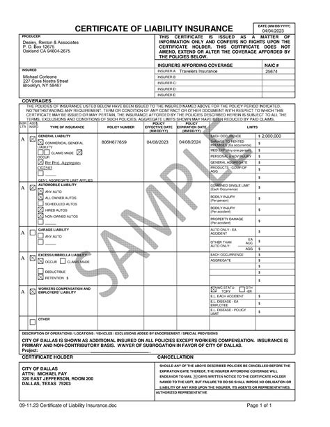 Image result for Business Certificate of Liability Insurance