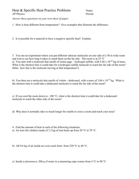 Image result for Specific Heat Physics Problems