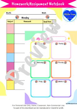 Image result for Assignment Notebook Template Weekly