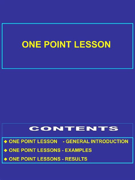 Image result for One Point Lesson Explanation