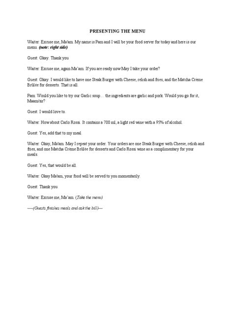 Image result for Menu Script