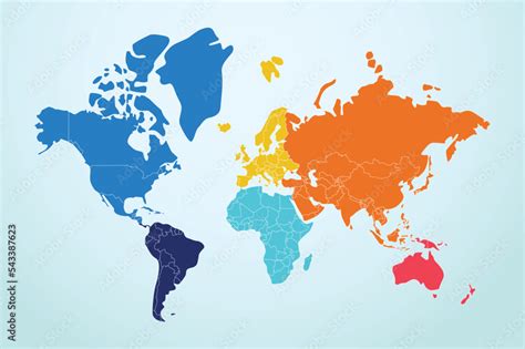 World map Continents Stock Vector | Adobe Stock