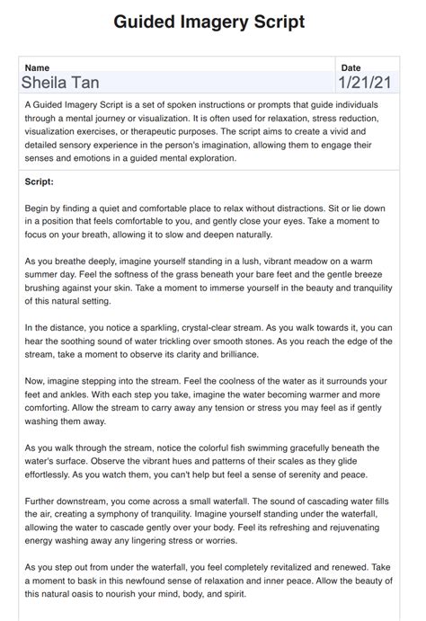 Image result for Safe Place Script Guided Imagery