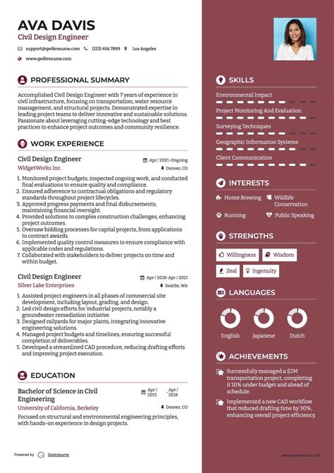 10+ Civil Design Engineer Resume Samples & Templates for 2025