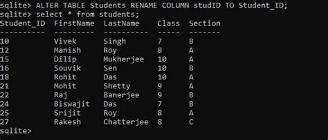 Image result for SQLite How to Rename Table Column