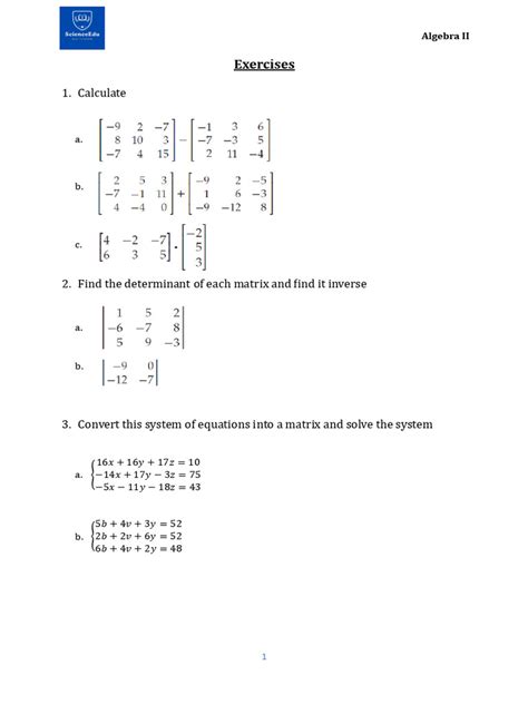 Image result for Linear Matrix Exercise