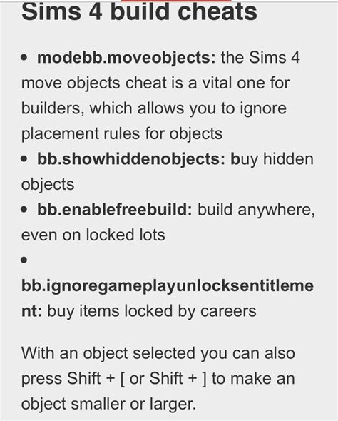 Image result for Sims 4 Build Cheats