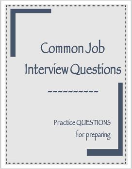 Image result for Common Interview Questions Worksheet