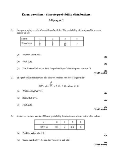 Toradh íomhá ar Discrete Probability Distribution Word Problem