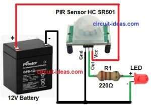 Image result for Simple LED Circuit with PIR Sensor
