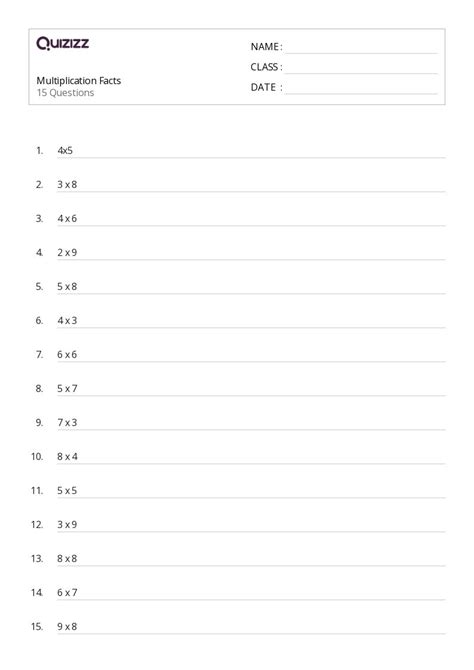 6-9 Multiplication Facts Worksheets に対する画像結果