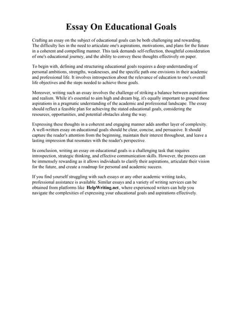 Image result for Educational Goals Essay Examples