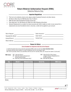 Return Material Authorization Form に対する画像結果