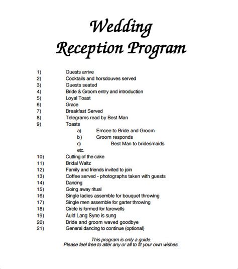 Afbeeldingsresultaten voor Copy of a Wedding Reception Program
